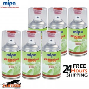 6x MIPA 2K KLARLACK CLEAR GLOSS LACQUER PETROL FUEL RESISTANT AEROSOL 250ML