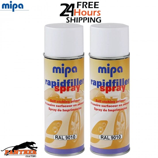 2 X MIPA RAPID PRIMER SPRAY RAL 9010 AEROSOL - 400ML