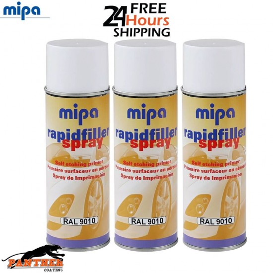 3 X MIPA RAPID PRIMER SPRAY RAL 9010 AEROSOL - 400ML