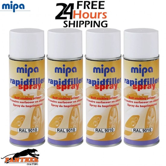 4 X MIPA RAPID PRIMER SPRAY RAL 9010 AEROSOL - 400ML