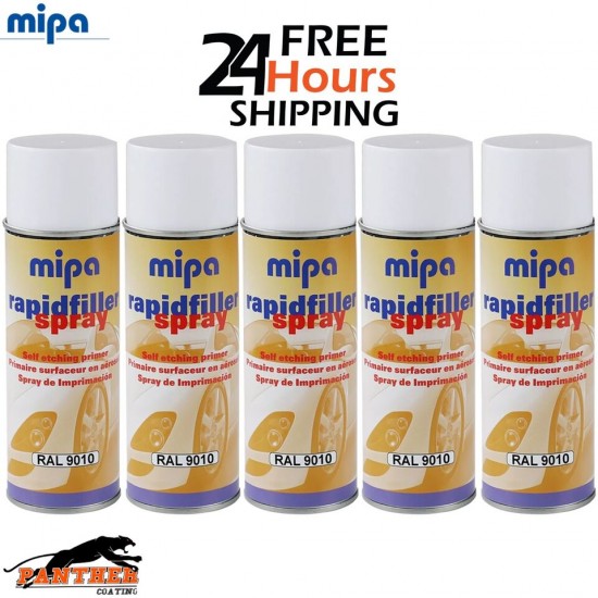 5 X MIPA RAPID PRIMER SPRAY RAL 9010 AEROSOL - 400ML