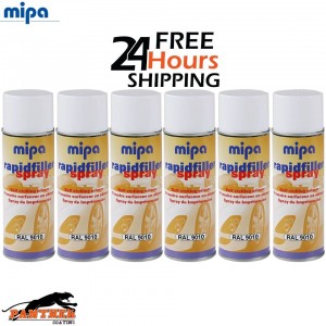 6 X MIPA RAPID PRIMER SPRAY RAL 9010 AEROSOL - 400ML
