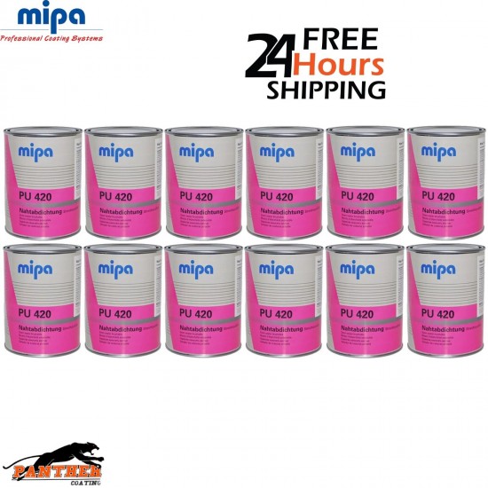 12 x MIPA PU 420 Seam Sealer 1KG Polyurethane Adhesive Sealant Tin Grey