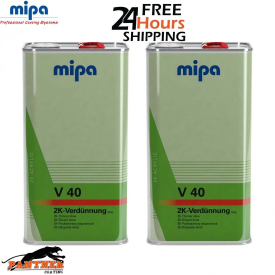 2 x MIPA V40 SLOW 2K THINNER REDUCER 5LTR - 271250000