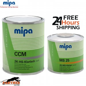 MIPA CCM HS 2K Matt Lacquer Clear Coat 1L & MIPA MS25 2k Hardener 0.5L KIT