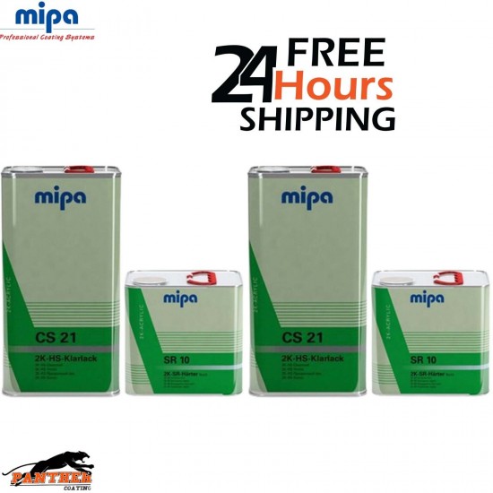 2x MIPA CS21 2K HS ACRYLIC CLEAR COAT LACQUER - SR10 FAST HARDENER 7.5L KIT