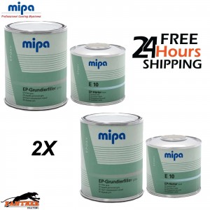 2 x MIPA EP EPOXY PRIMER Grundierfiller 2K GREY + EP FAST HARDENER E10 - 3L KIT