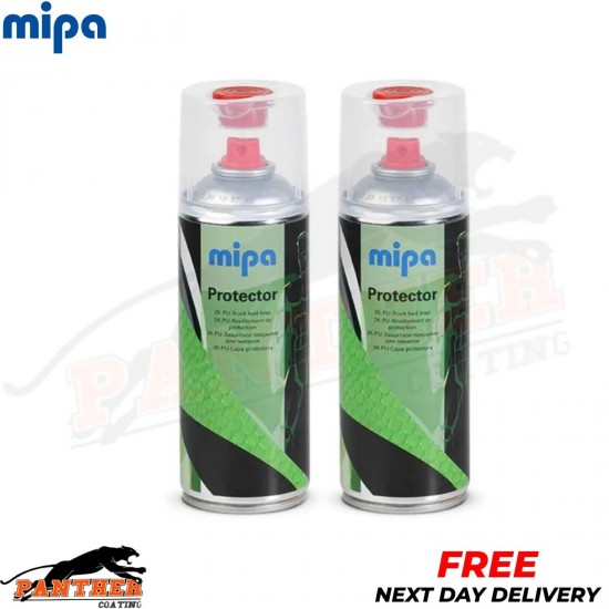2x MIPA PROTECTOR 2K TOUGH TRUCK BED LINER raptor AEROSOL 400ML - BLACK
