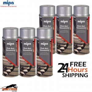 6x MIPA ZINC GALVANISED SILVER REPAIR TOUCH UP AEROSOL 400ML - FAST DRYING