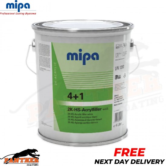MIPA 4+1 ACRY FILLER HIGH BUILD 2K PRIMER 4L - WHITE *FREE NEXT DAY DELIVERY*