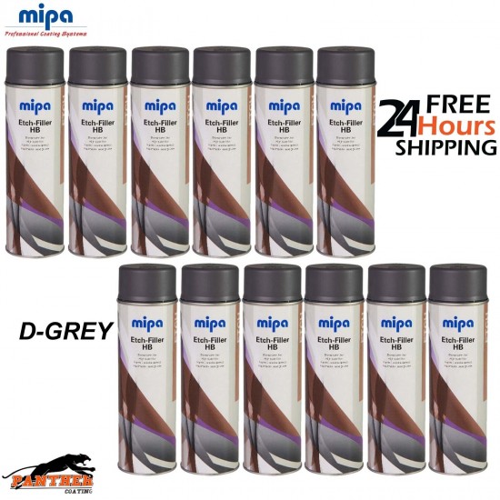 12X Mipa Etch Filler High Build Dark Grey (500ML)