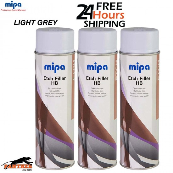 3x MIPA Etch-Filler HB Light Grey Aerosol Spray – 500ML