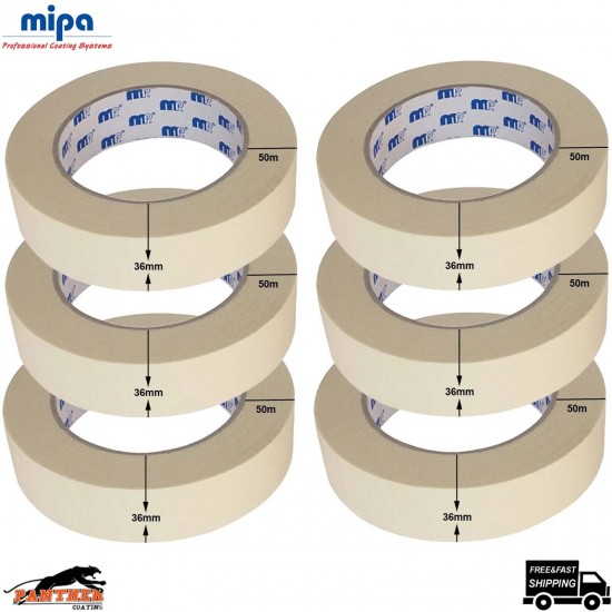 Mipa MP610 36mm High Temp Masking Tape – 50m Length – Choose 2/3/6 Rolls