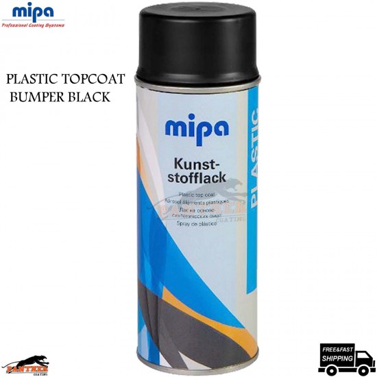 MIPA Plastic Topcoat Black Bumper Spray Paint Kunst- Stofflack 400ml Aerosol