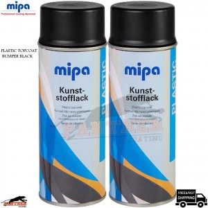 2x MIPA Plastic Topcoat Black Bumper Spray Paint Kunst- Stofflack 400ml Aerosol