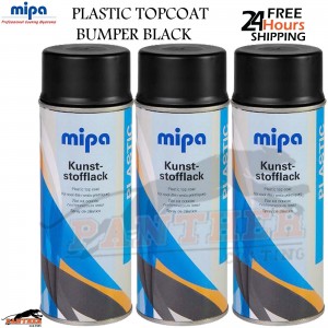 3x MIPA Plastic Topcoat Black Bumper Spray Paint Kunst- Stofflack 400ml Aerosol