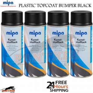 v4x MIPA Plastic Topcoat Black Bumper Spray Paint Kunst- Stofflack 400ml Aerosol