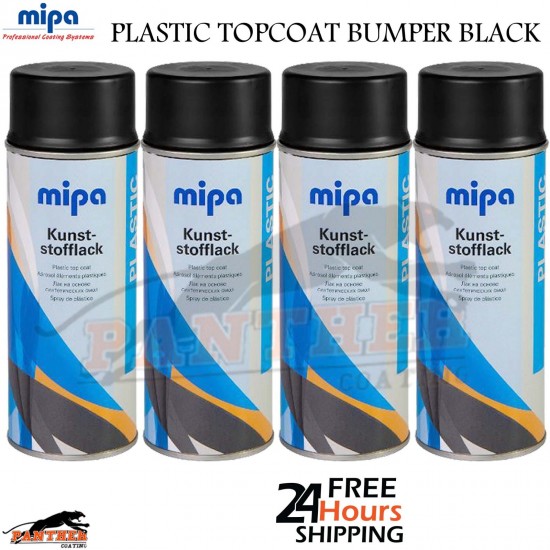 v4x MIPA Plastic Topcoat Black Bumper Spray Paint Kunst- Stofflack 400ml Aerosol