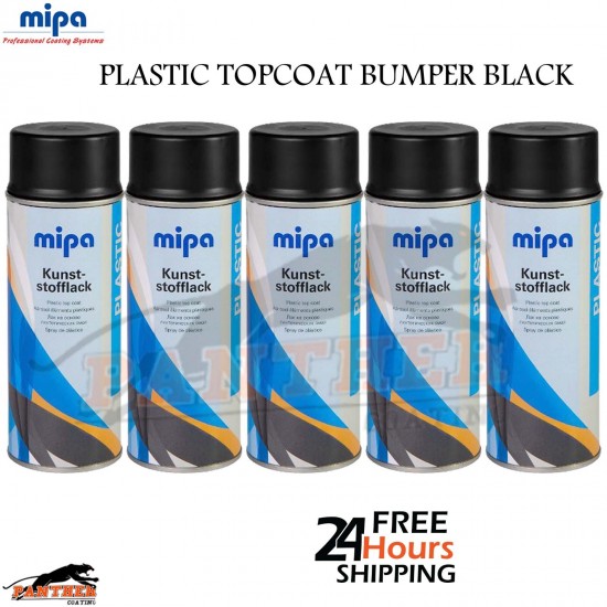 5x MIPA Plastic Topcoat Black Bumper Spray Paint Kunst- Stofflack 400ml Aerosol