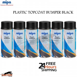 6x MIPA Plastic Topcoat Black Bumper Spray Paint Kunst- Stofflack 400ml Aerosol