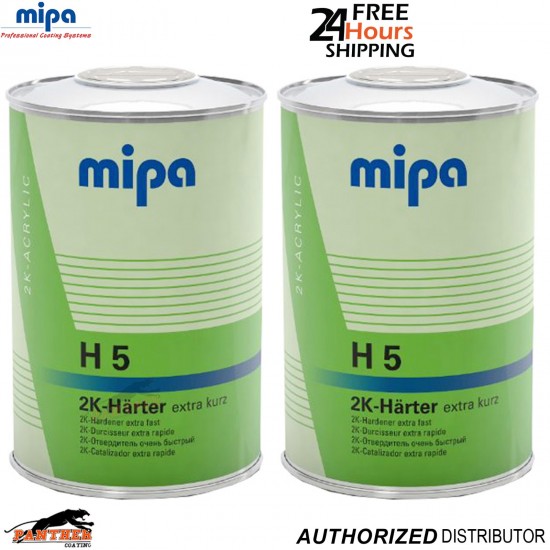 2x Mipa 2K Paint Hardener H5 Extra Fast 1L Automotive Refinishing