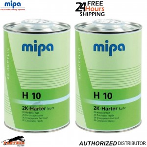 2x Mipa H10 Fast Activator 1 Litre 2K Acrylic Automotive Paint Hardener