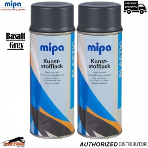 2x Mipa Basalt Grey Car Bumper Spray Paint 400ml Plastic Repair Colour