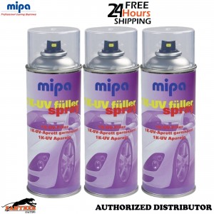 3x MIPA 1K UV Filler Primer Spray Aerosol Fast Curing Grey Automotive Paint
