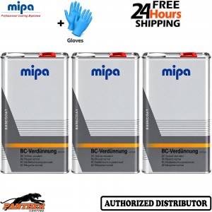 3X MIPA BC Verdunnung Normal 5L Basecoat Reducer Bodyshop Thinner + Gloves