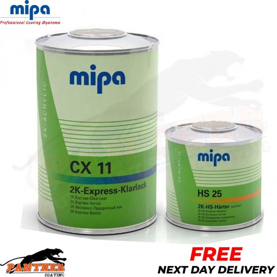 MIPA CX11 EXPRESS KLARLACK CLEARCOAT LACQUER WITH HS25 HARDENER - 1.5LTR KIT