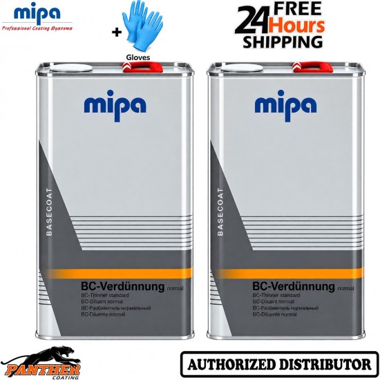 2X MIPA BC 5L Normal Basecoat Thinner Professional Bodyshop Reducer + Gloves