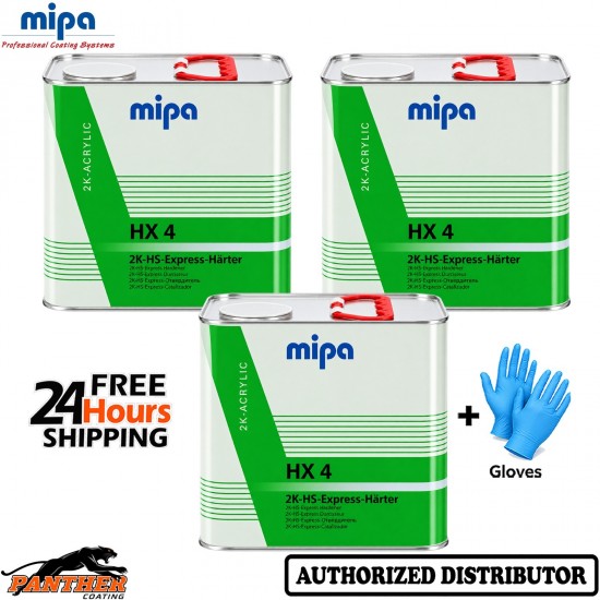 3X MIPA HX4 EXPRESS HS 2K HARDENER 2.5L FOR CX4 CLEARCOAT + Gloves