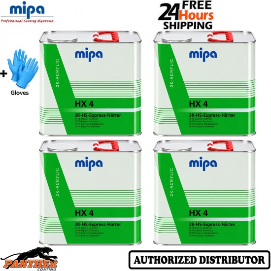 4X MIPA HX4 EXPRESS HS 2K HARDENER 2.5L FOR CX4 CLEARCOAT + Gloves