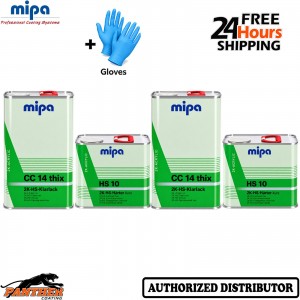 MIPA CC14 THIX 2K HS Clearcoat 5L + HS10 Fast Hardener 2.5L 7.5L X2 Kit + Gloves