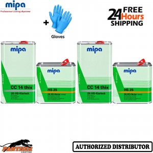 MIPA CC14 THIX 2K HS Clearcoat 5L + HS25 Hardener 2.5L 2X Kit + Gloves