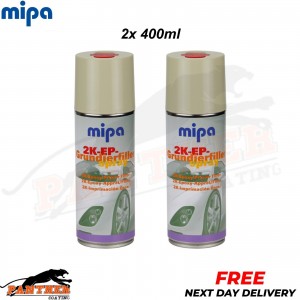 2x MIPA 2K EP Spray BEIGE 2K Epoxy Primer Filler Grundierfiller 400ml Hardener