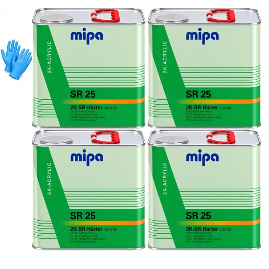 MIPA SR25 2K Hardener 2.5L X4 Normal for CS21 CS96 Car Clearcoat + Gloves