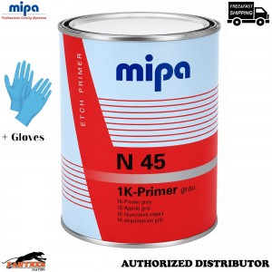 MIPA 1K High Build Primer Grey 1L Professional Cellulose Primer + Gloves