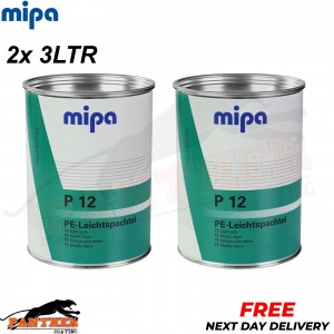 MIPA P12- 2X- LIGHT PUTTY WITH HARDENER 3L - FINE EASY SAND CAR BODY FILLER