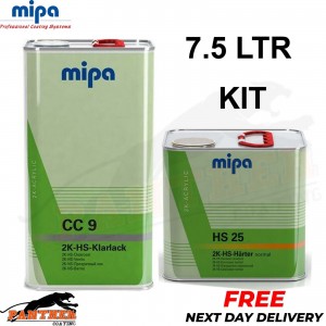 MIPA CC9 HS KLARLACK CLEARCOAT LACQUER WITH HS25 NORMAL HARDENER - 7.5LTR KIT