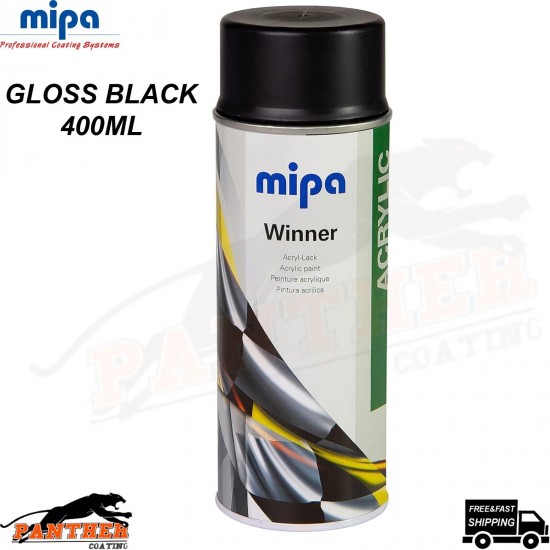 Mipa Winner Acrylic Spray Acrylic Paint Black Glossy 400ml Aerosol