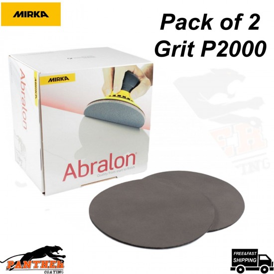 Mirka Abralon 150mm 6" P2000 Grit HookNLoop Foam Fine Finishing Discs Pad PK2