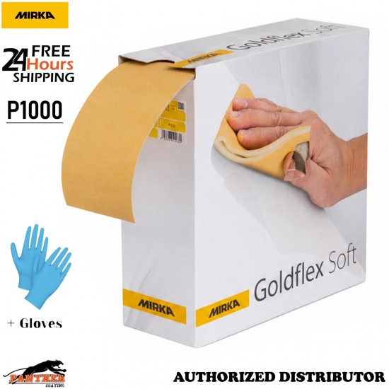 Mirka P1000 GoldFlex Soft Foam Abrasive Roll 25m 115x125mm 200 Sheet Pack+Gloves