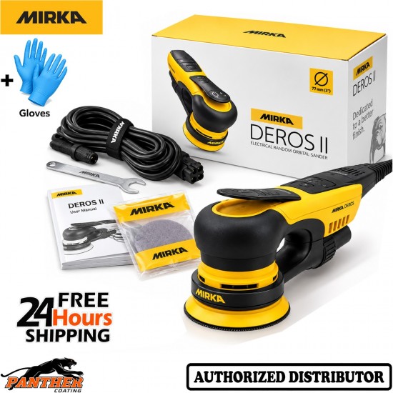 Mirka DEROS II 350 77mm Electric Orbital Sander 5mm Orbit + Gloves