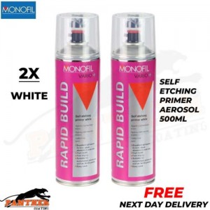 2x MONOFIL VARIO+ RAPID BUILD SELF ETCHING PRIMER WHITE Aerosol 500ml