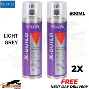 2x MONOFIL VARIO+ X BUILD SELF ETCH PRIMER FILLER LIGHT GREY SPRAY Aerosol 500ml