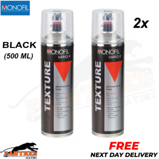2x MONOFIL VARIO+ TEXTURE COATING BLACK BUMPER PAINT Aerosol 500ml