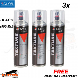 3x MONOFIL VARIO+ TEXTURE COATING BLACK BUMPER PAINT Aerosol 500ml