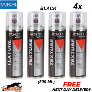 4x MONOFIL VARIO+ TEXTURE COATING BLACK BUMPER PAINT Aerosol 500ml