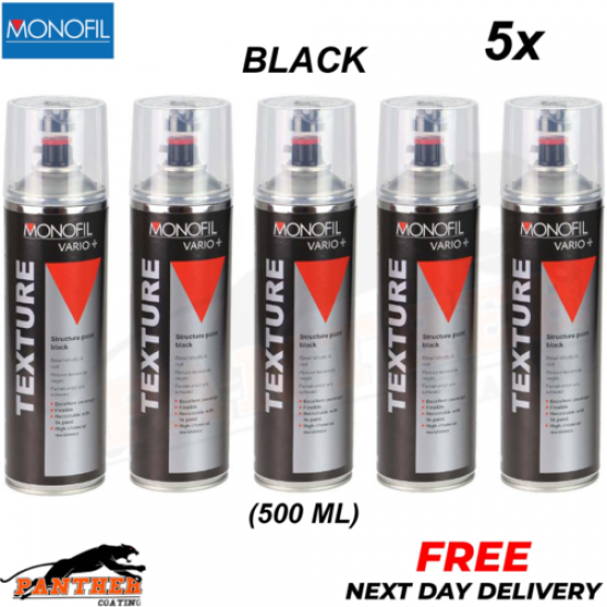 5x MONOFIL VARIO+ TEXTURE COATING BLACK BUMPER PAINT Aerosol 500ml